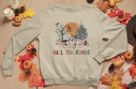Happy Hallowthanksmas crewneck sweatshirt