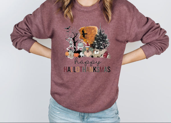 Happy Hallowthanksmas crewneck sweatshirt