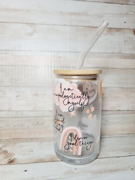 Inspirational glass tumbler