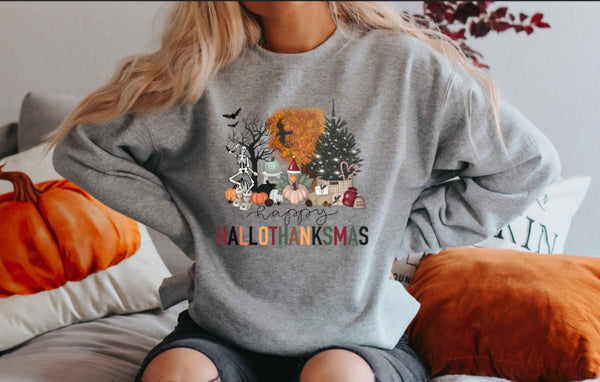 Happy Hallowthanksmas crewneck sweatshirt