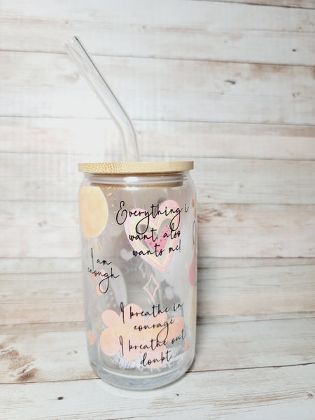 Inspirational glass tumbler